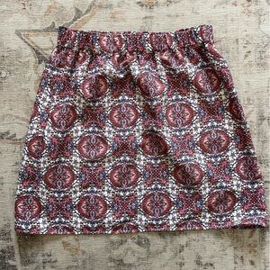 LOFT A-Line Skirt - Pink and Blue Pattern